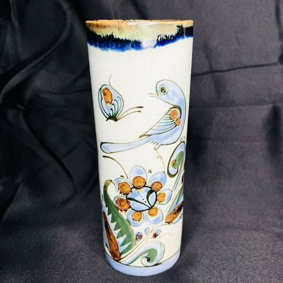 Vintage Ken Edwards El Palomar TONALA Bluebird Mexican Pottery Vase 7" Signed - Picture 1 of 9